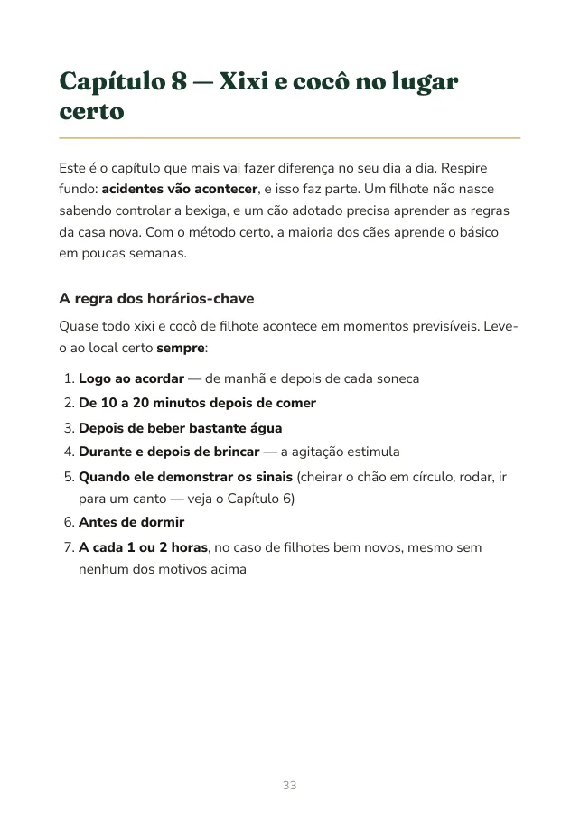 Página do capítulo sobre xixi e cocô no lugar certo